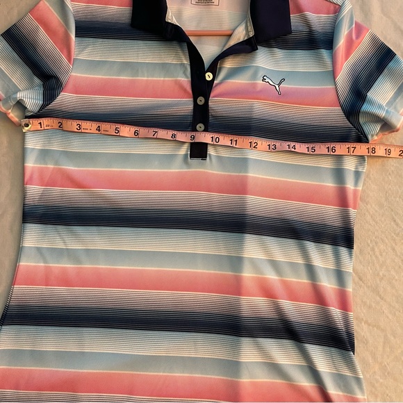 Puma Blue and Pink Striped Gradient Polo Size Medium MSP$50 - Picture 2 of 16